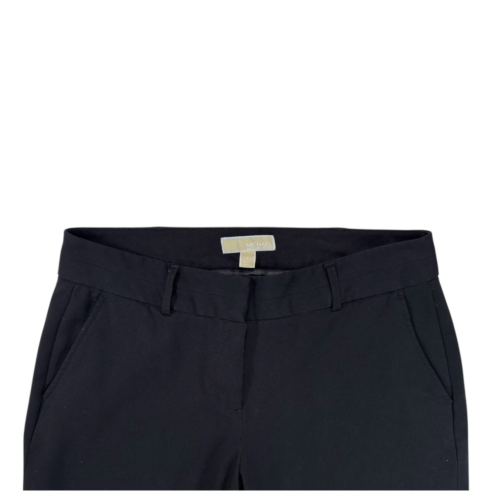 Michael Kors Tapered Dress Pants 8 Black Stretch Workwear Quiet Luxury Designer - Picture 2 of 11